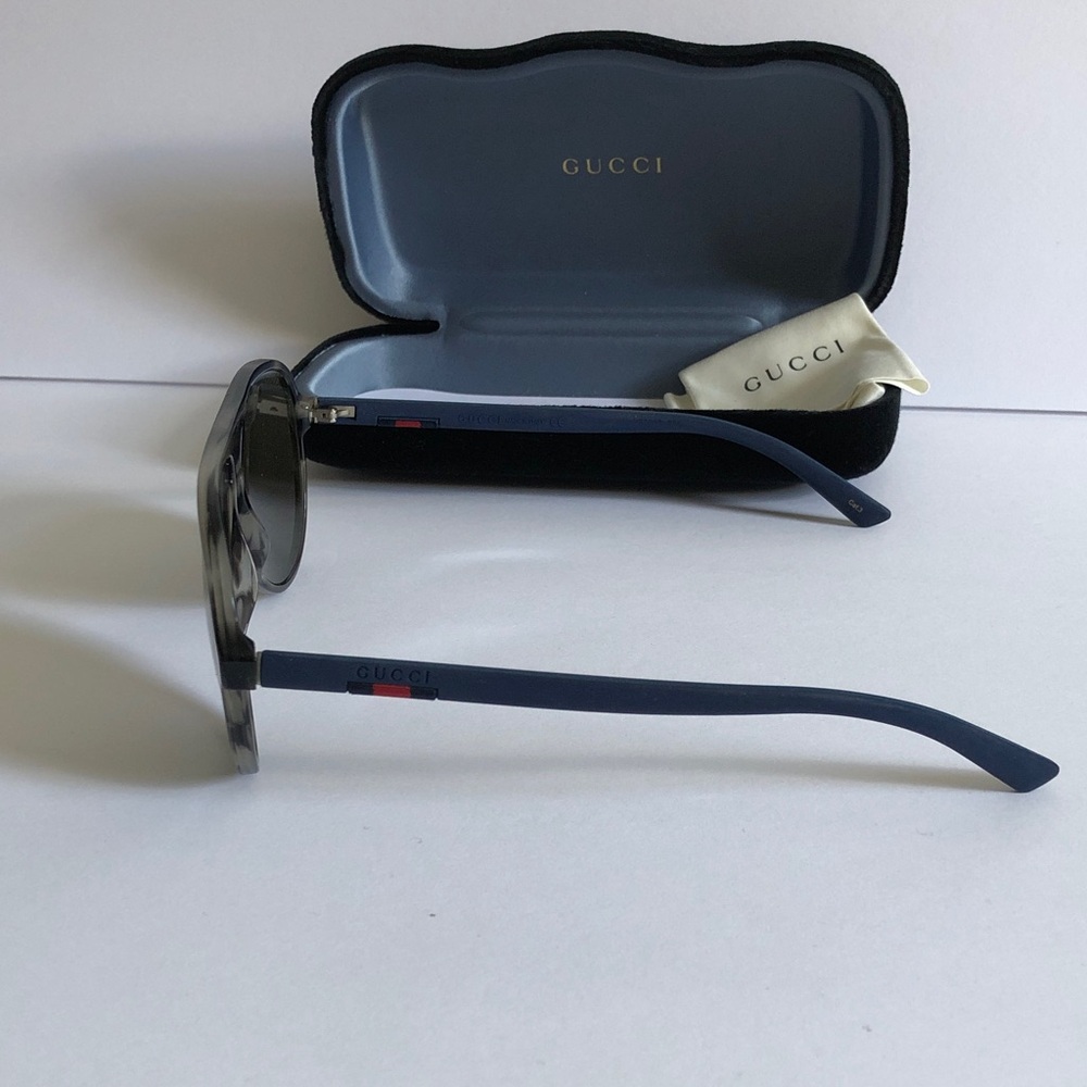 New Authentic Gucci GG0423s 010 Blue-Gray Gradient Aviator Sunglasses - Picture 6 of 15